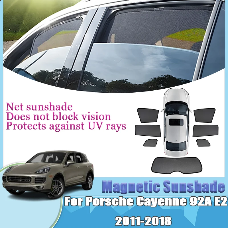 

Анти-УФ-защита для Porsche Cayenne 92a E2 2012, аксессуары, магнитный солнцезащитный козырек, черный сетчатый козырек, крышка лобового стекла, автомобильные аксессуары