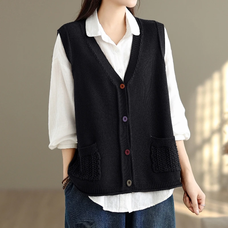 European Style plus Size Women's Knitted Vest Top V-Neck Spring Autumn New Arrival Outerwear Comfortable Inner Wear