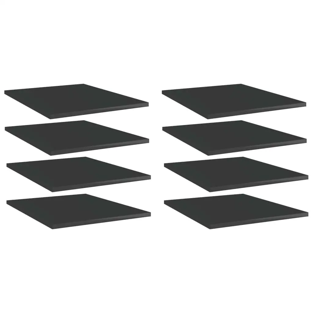 8-Pack High Gloss Black Bookshelf Boards - 15.7x19.7x0.6 in Engineered Wood for Stylish Storage