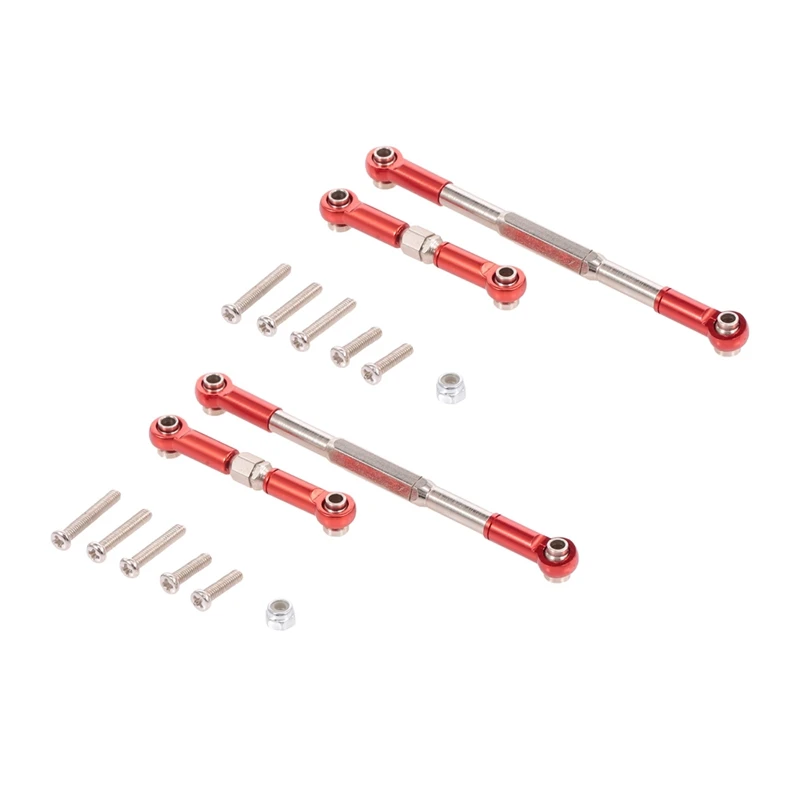 

4X RC Steering Rod CNC Machining Aluminum Alloy Steering Linkage Rod Set For WPL 1608T,Red