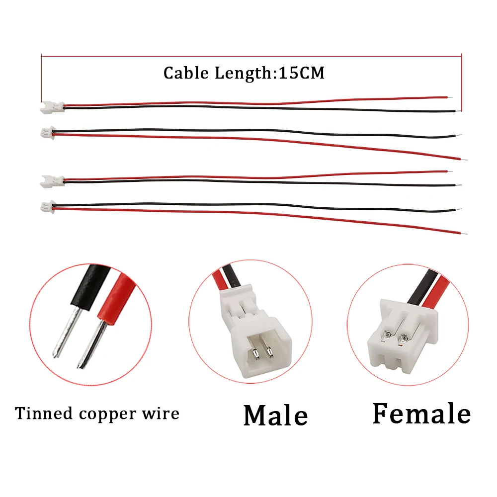 20/10/5/2/1Pair Micro JST PH1.25mm Male Female Cable 2Pin Connector Jack Plug Pitch 1.25mm jst 2P Electronic Connector 15CM Wire