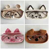 Knitted Crochet Cute Bear Glasses Holder Hand Woven DIY Material Bag Homemade Glasses Case Desktop Decor Birthday Festival Gift