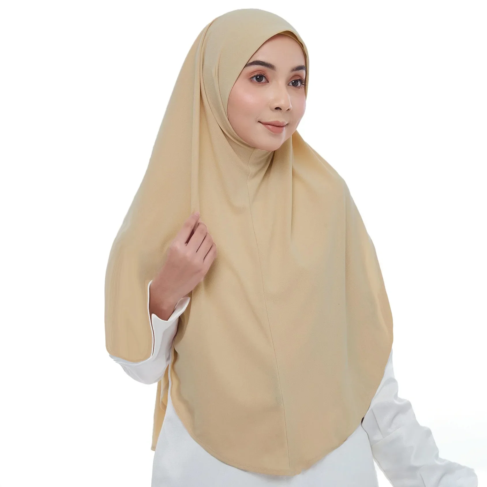 Grande Hijab istantaneo Jersey Hijab doppio foulard rotondo piantato fondo cappello sciarpa donna Hijab turbante berretto arabo turbante Khimar