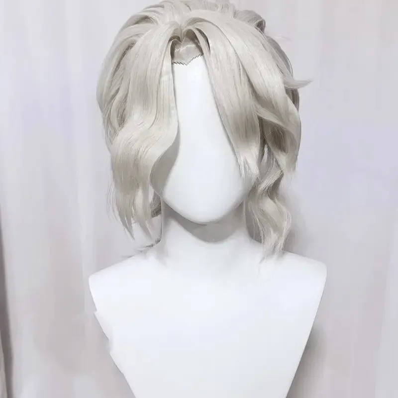 

ff34Styled Identity V Hot Sale Composer Frederick Kreiburg Cosplay Long Warm Silver Wig Comic Con Heat Resistant Synthetic W