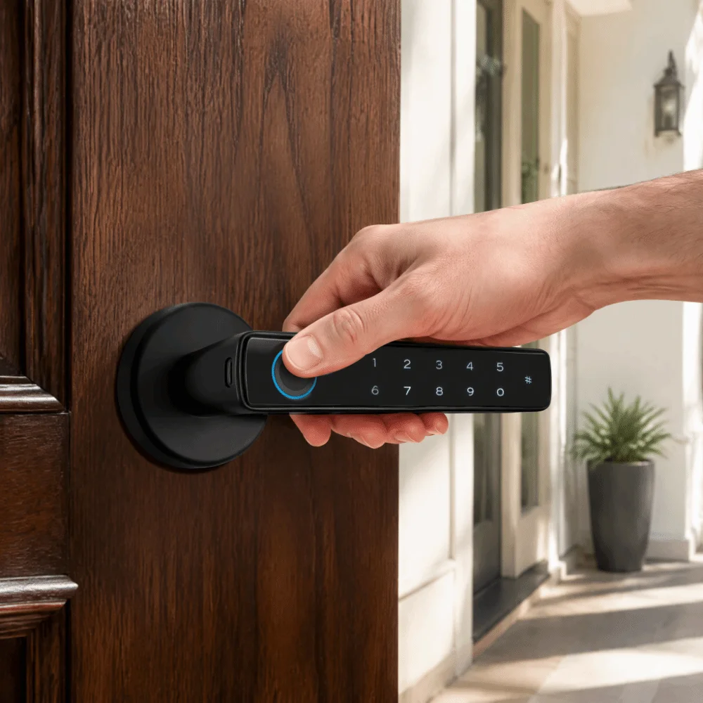 Security 4 in 1 Fingerprint Door Lock Tuya App Easy Installation Smart Door Lock Keyless Door Lock Office