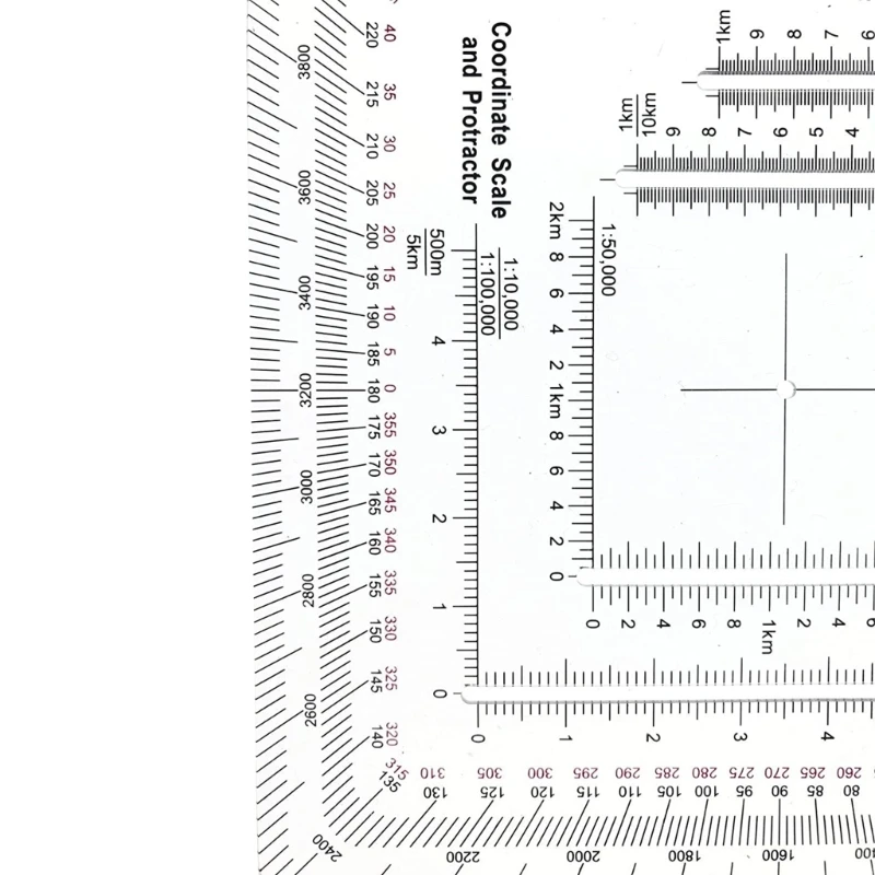 Topographic Flexible Map Scale & Protractors Military MGRS Reader for Architecture Engineering Measuring