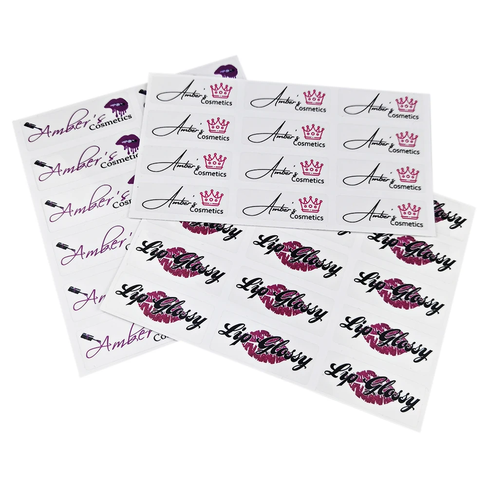 Spedizione gratuita Logo personalizzato Lipgloss adesivi trasparenti stampa personalizzata nome etichette per tubi lucidalabbra confezione da 17x45mm 100 pezzi