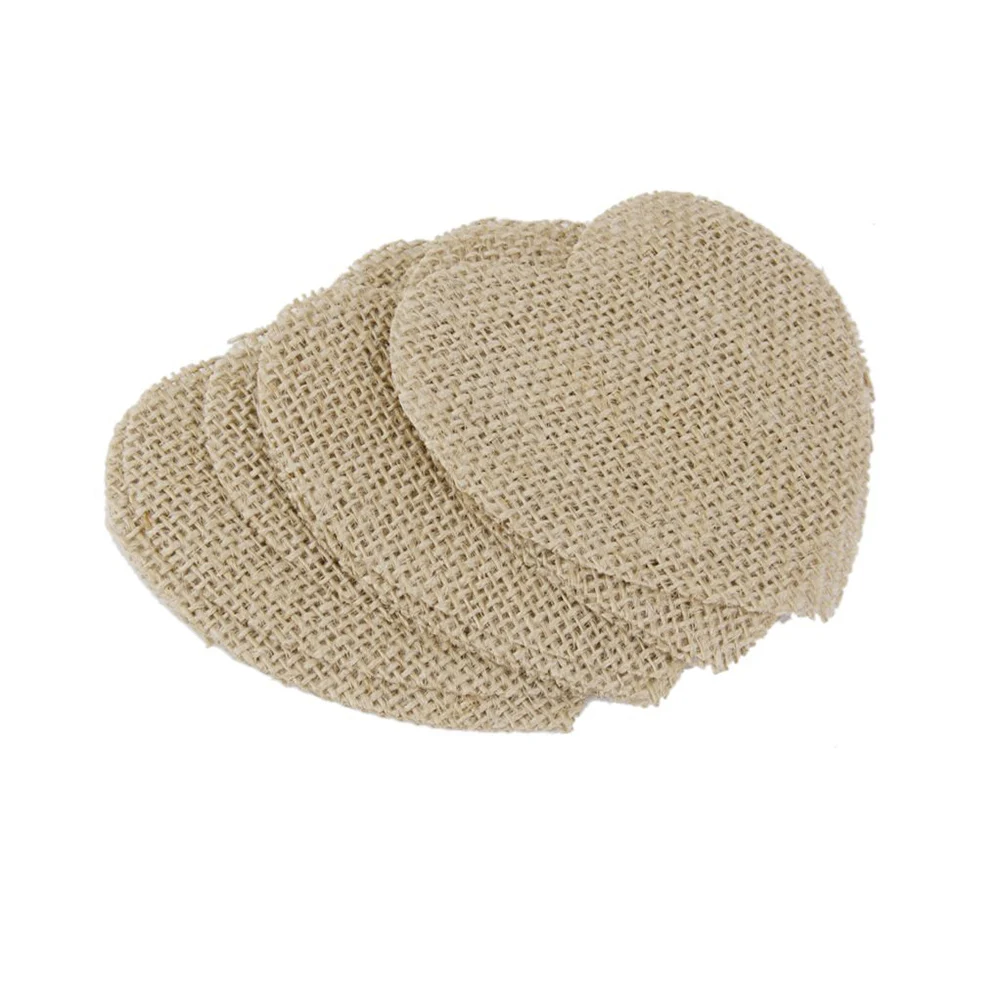 

10pcs Heart Shaped Burlap Pieces Natural Hessian Material For Wedding Crafts Party Home Decor Creative Accessories