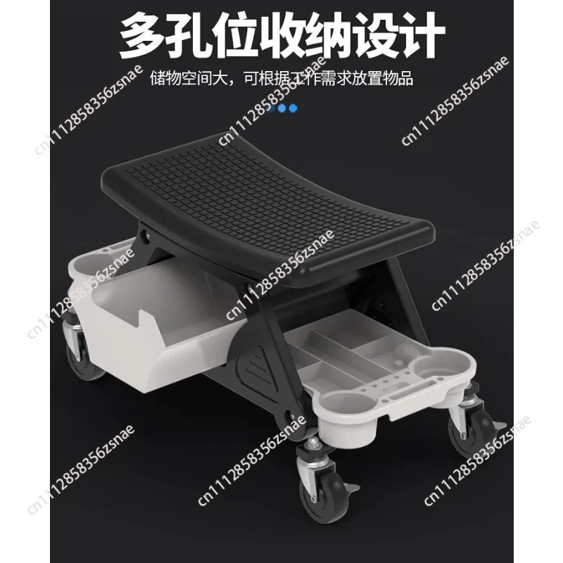 Multifunctional Auto Repair Stool, Rolling Mobile Work Seat for Car Detailing, Polishing, Tinting, Washing & Vehicle Maintenance