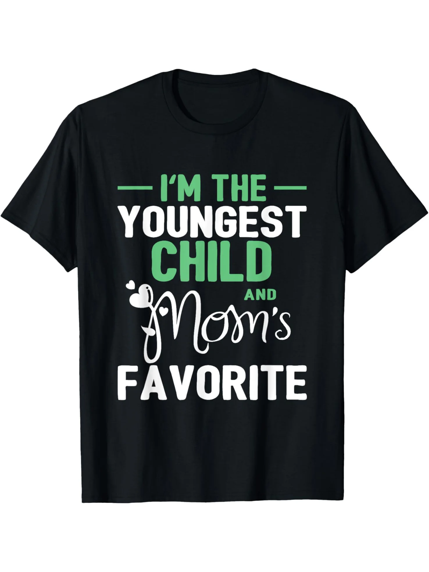 My Little Brother & Mom's Favorite Funny Sibling T-Shirt, Comfortable Casual Short Sleeve, All-Season Wear, Black, Men's Style
