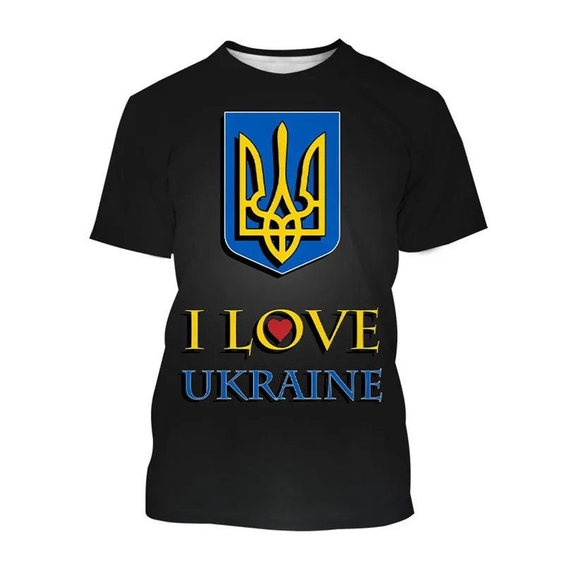 Classic Ukrainian Flag Men\'s T-shirt Jersey 3D Printed O-Neck Plus Size Short Sleeve Top Fashion Casual Shirt