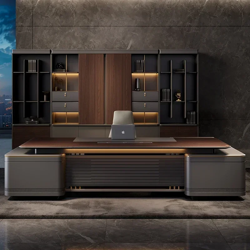Office Combination Furniture Filing Cabinet Luxury Large Computer Tables Modern Minimalist Executive Manager President Table