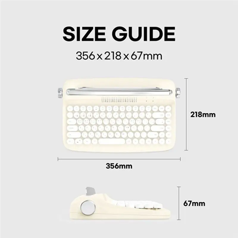 goodidea Bluetooth Wireless Keyboard Office Typewriter Mechanical Feel Tablet Universal Retro Round Keycap Notebook Keyboard,A