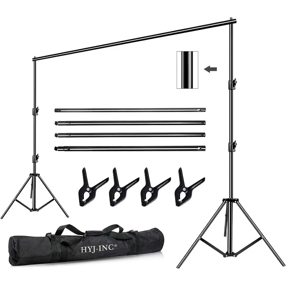 

12t x 10t Photo Video Studio Heavy Duty Adjustable Photography Muslin Backdrop Stand Background Support System Kit with Carry Ba
