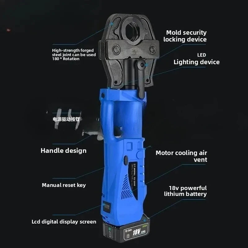 New Style Rechargeable PZ-1550 Pipe Clamp - Electric Pressure Clamp for Gas Pipes & Thin-Wall Stainless Steel Pipes