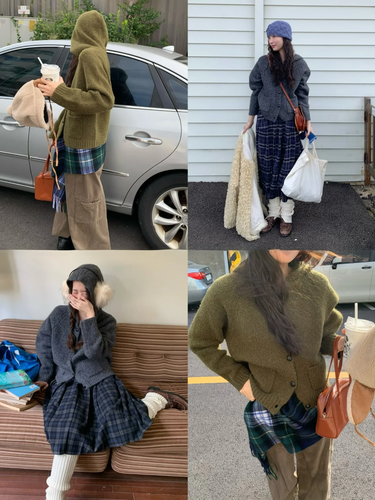 

Soft Cozy een Mustard Two Tone Hooded Open Cardigan Sweater Women's Winter Korean Sle Knitted irt Warm Commute Sle