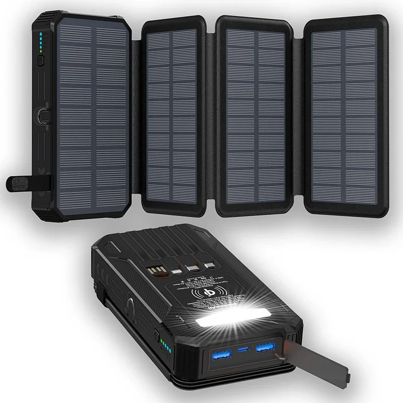 US USA Stock Quick Selling High Capacity 36000mAh Battery  Solar Power Bank Fast Charger For Mobile Phone Wireless