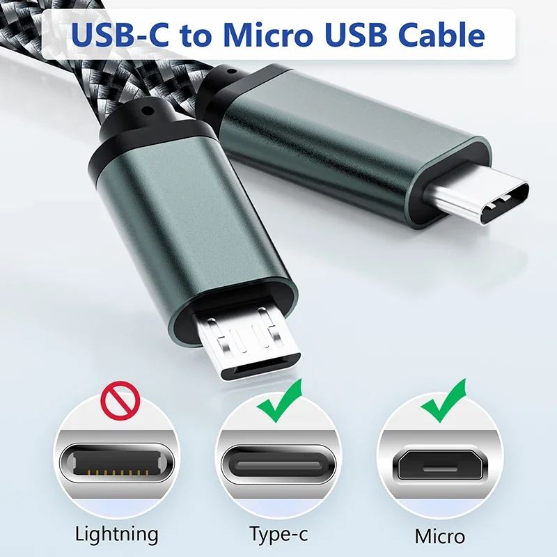 USB C to Micro USB Cable 1M/0.3M Type C to Micro USB Power Charging Cable OTG Data cord for Samsung Xiaomi Huawei