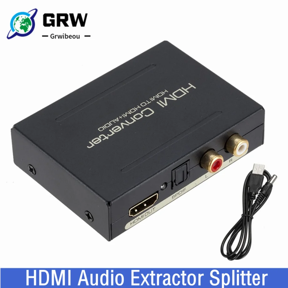 Ekstraktor audio zgodny z HDMI 5.1-kanałowy 2.0-kanałowy konwerter stereo Ekstraktor optyczny TOSLINK SPDIF + L/R Adapter rozdzielacza audio