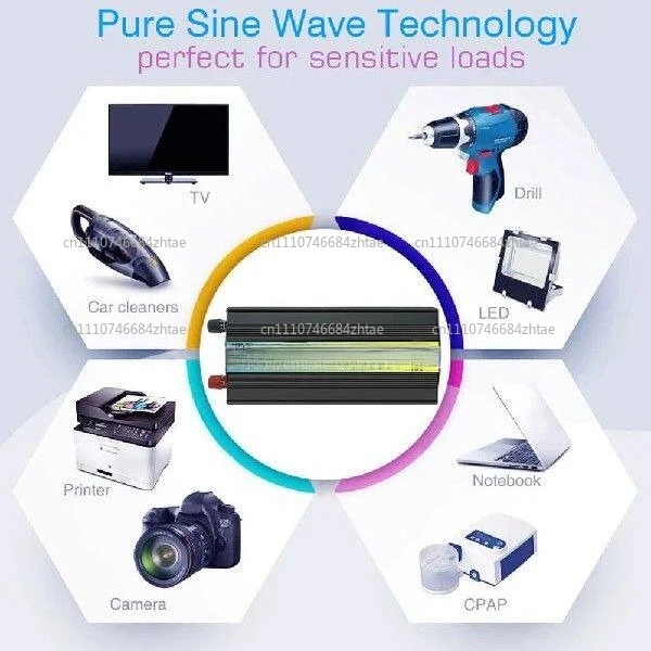 Intelligent 8000W Pure Sine Wave Inverter 12V/24V to 220V,  Voltage Detection with LCD Display, Heavy Duty for RV Truck Home