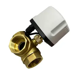 1/2'' 3/4'' 1'' 1-1/4'' IP65 Waterproof Brass Motorized Ball Valve 3-Wire 2 Control T Type 3 Way Electric Ball Valve