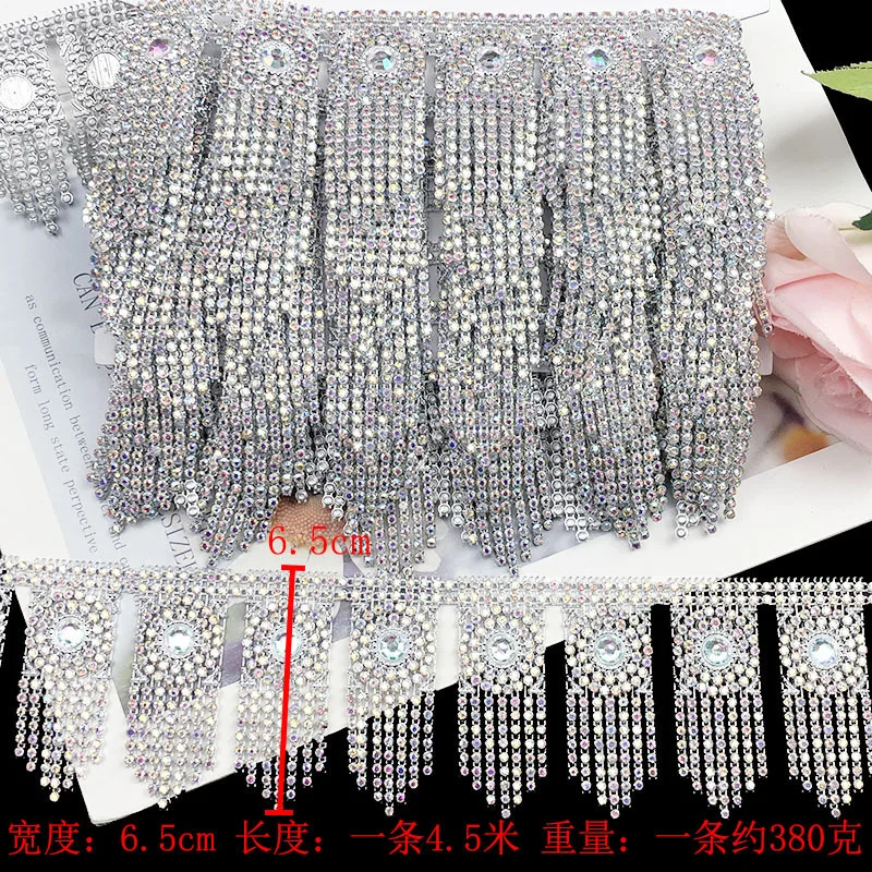 4 yards 6,5 cm breed goud zilver AB strass steentjes ketting kant trim voor DIY naaiwerk versiering bruids hoofdband riem decoratie
