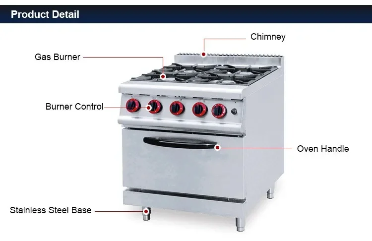 Wholesale 4-Burner Gas Stove with Oven Cheap Stainless Steel Ceramic Surface Electric Power Source for Hotels-Hot China Product