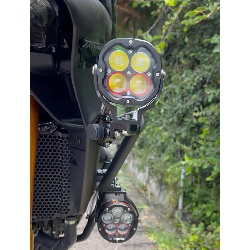 Super Bright Motorcycle LED Spotlight for IPX8 Waterproof White/Yellow Dual Color with High/Low Beam & Strobe