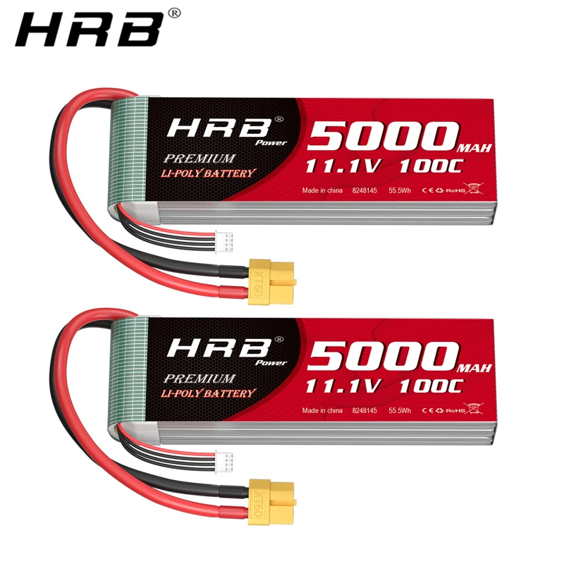 HRB Lipo-Akku 3S 4S 5S 6S 5000mAh 11,1V 14,8V 18,5V 22,2V 100C XT60 für RC Quadcopter Hubschrauber Boot Auto Flugzeug