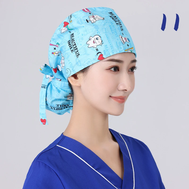 Unisex Adjustable Tie Back Scrub Hat, Beauty Salon Cap