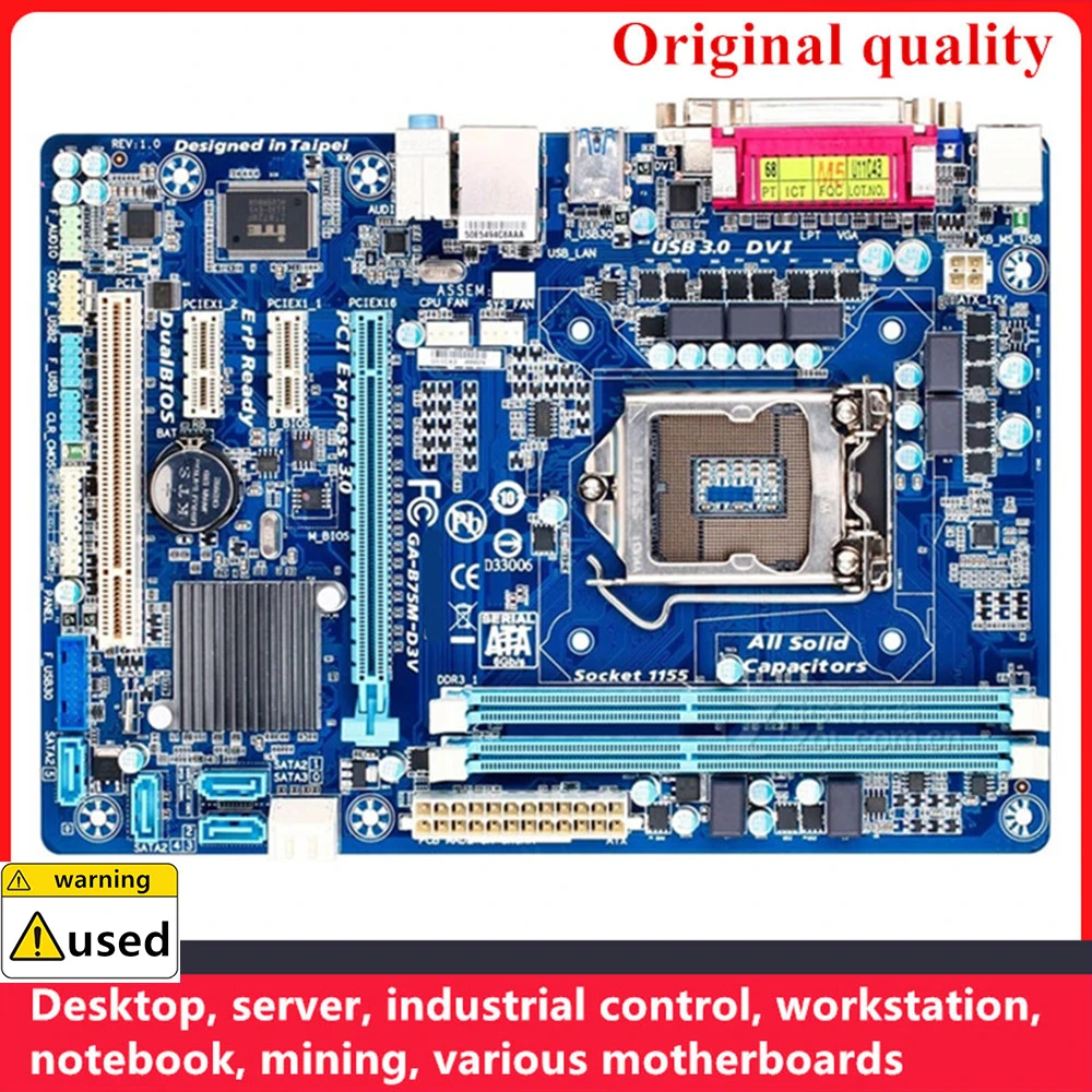 For GA-B75M-D3V B75M-D3V Motherboards LGA 1155 DDR3 16GB M-ATX For Intel B75 Desktop Mainboard SATA III USB3.0