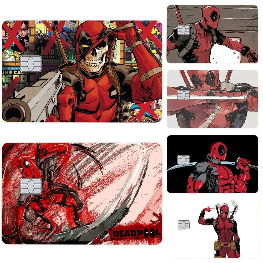 Anime D-Deadpool Stickers 4pcs PVC Card Skin Stickers for Bank Card Bus Metro Card Case Decorate Gift