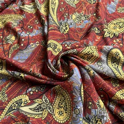 1 meter 100% Mulberry Silk 14 momme Crepe Silk Dark Red Floral Printed 136cm 53