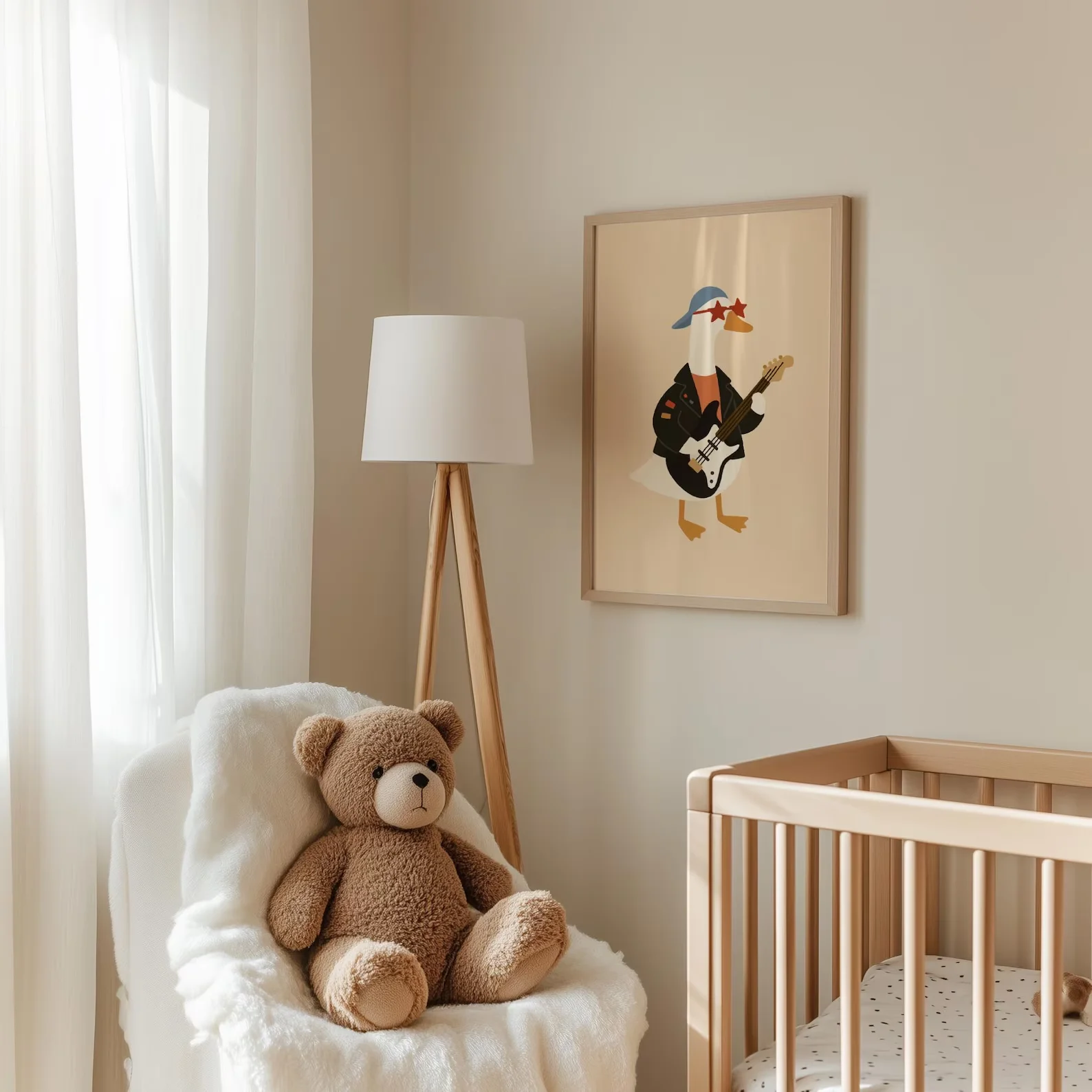 Cool Rocker Duck Wall Art Baby Boy Nursery Decor Printable Funny Animal Guitar Poster Kids Room Digital Download Boy Room Art image 4