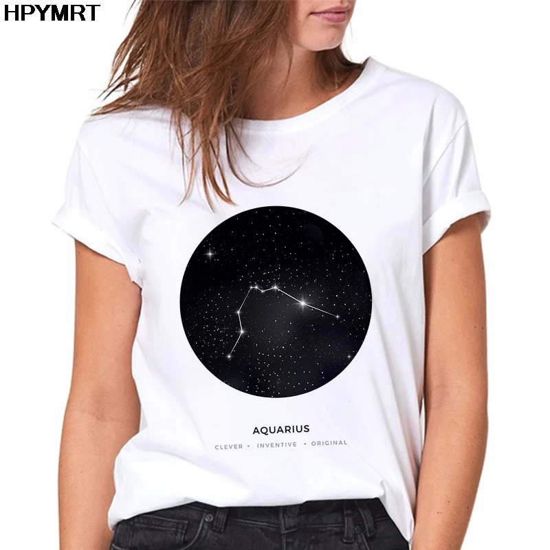 2020 new summer 12 constellations print T Shirt Starry sky Harajuku Female T-shirt female Fashion Aesthetic Tshirt women clothes