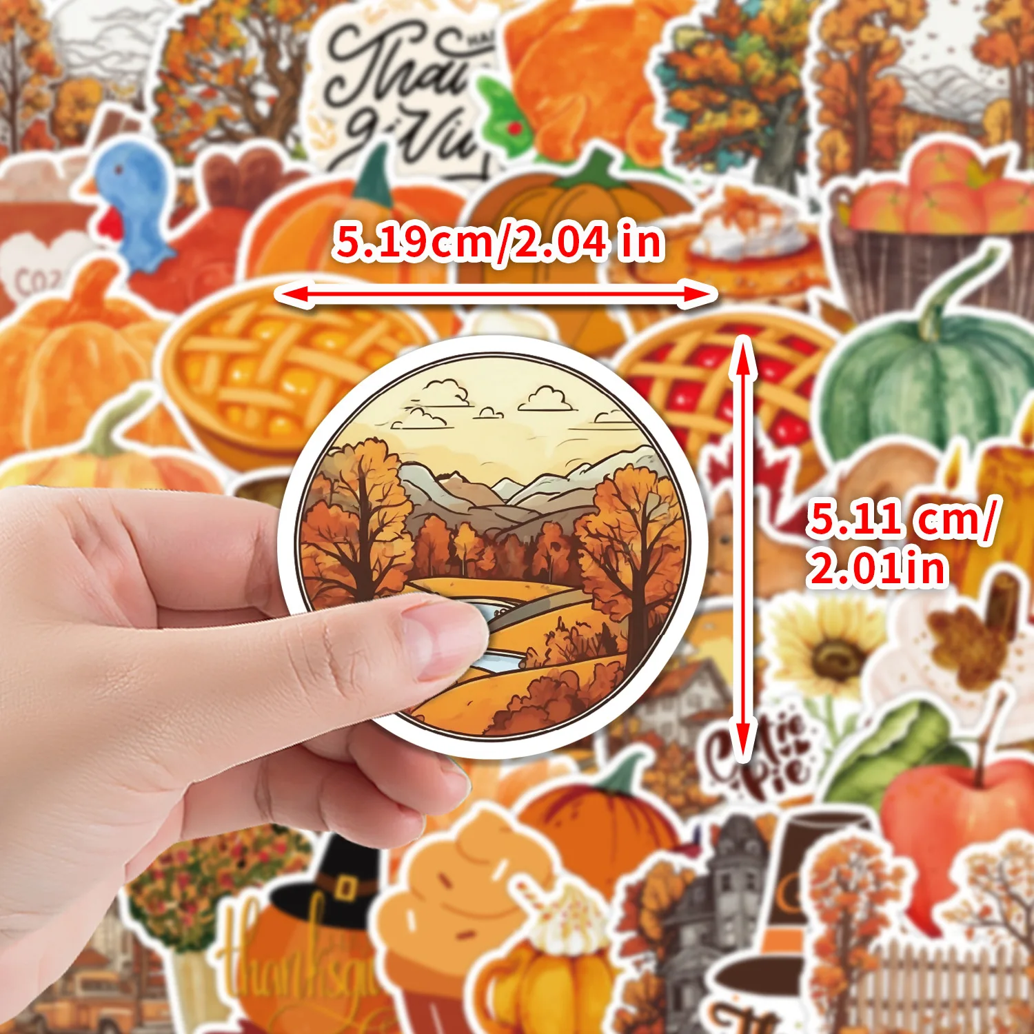 10/50PCS Thanksgiving Day Sticker Cartoon Cute Children DIY Scrapbooking Gift Decoration Loptop Phone Skateboard Water Bottle