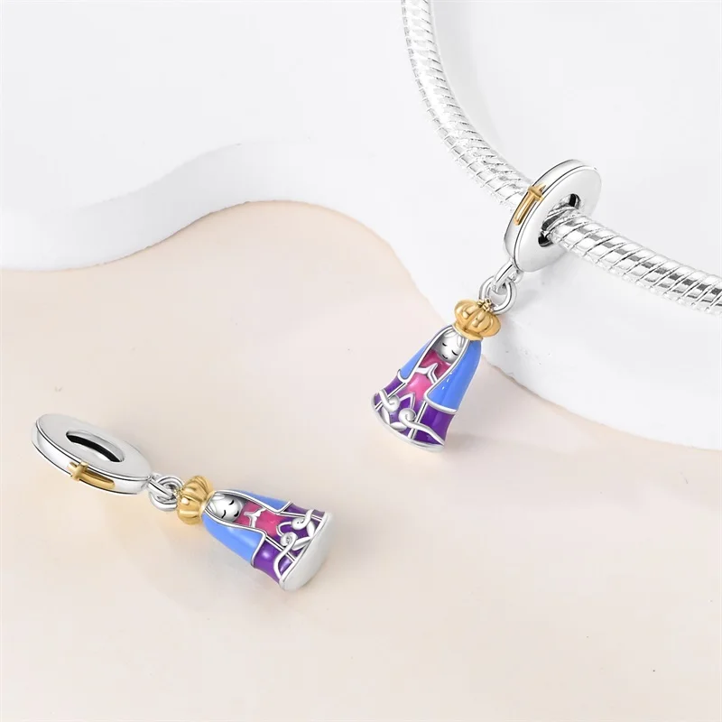 925 Sterling Silver Nossa Senhora Aparecida Dangle Cross Charms Pendants Fit Qikaola Original Bracelets DIY Jewelry For Women