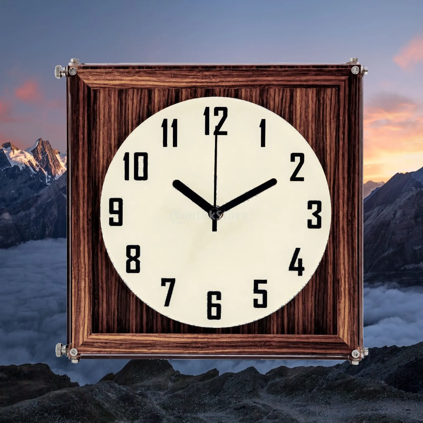 Wall Clock with Walnut Wood-Grain Acrylic Case Accurate Battery Operated Wall Clock Quiet Long-Lasting for Lobby