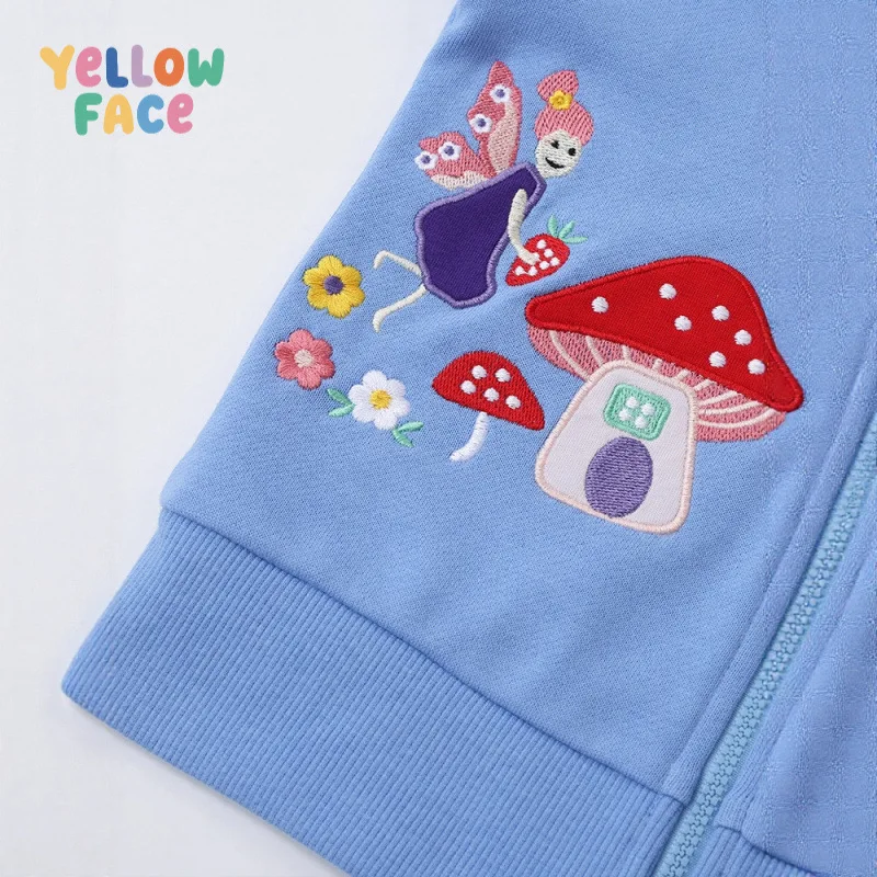 Spring Autumn Boys Girls Embroidered Cartoon Hoodie Children Long-Sleeve Zipper Loose Sweatshirt Jacket Kids Campus Casual Wear