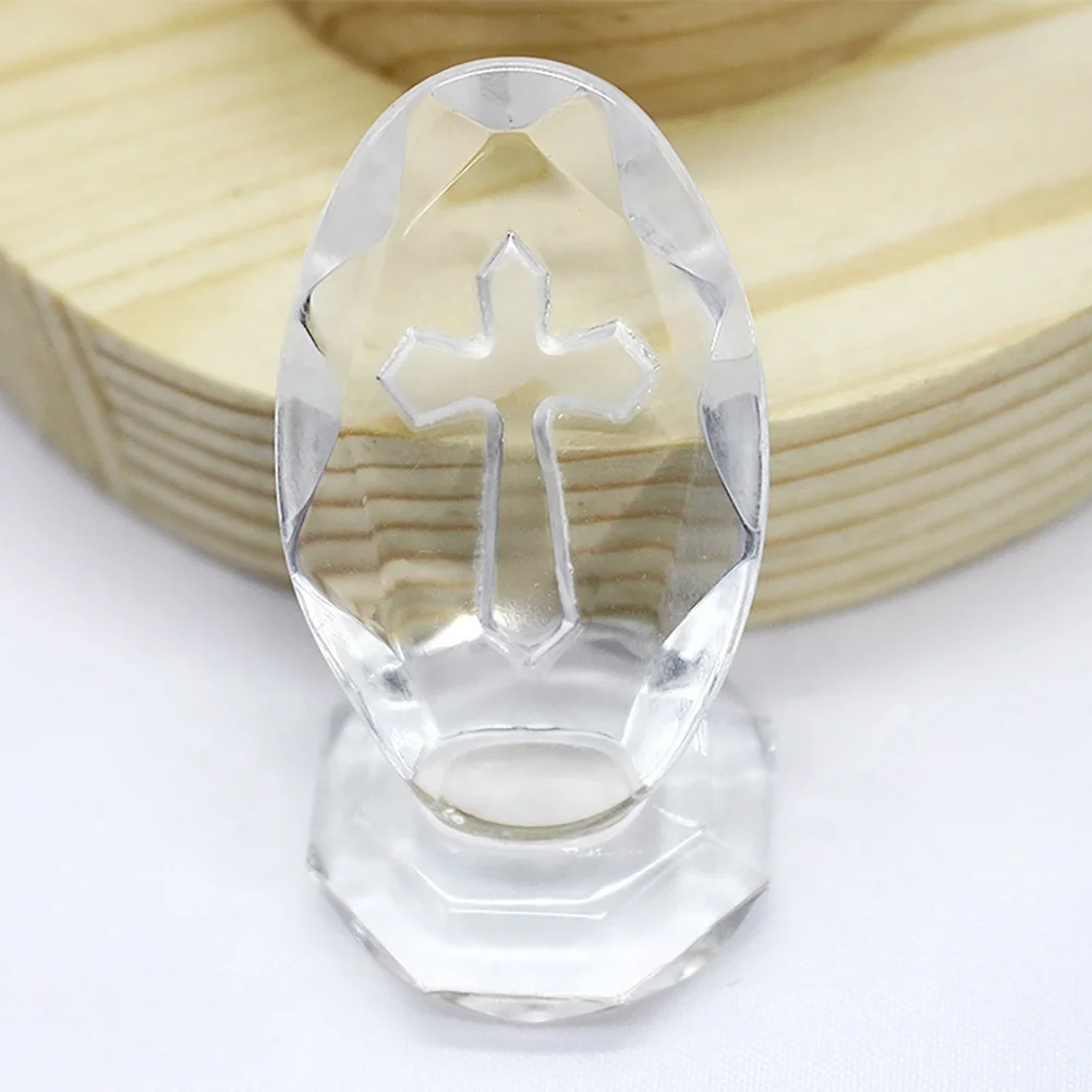 Cross Crystal Tabletop Handicraft Decor Glass White Figurine Diamond Cut Decoration