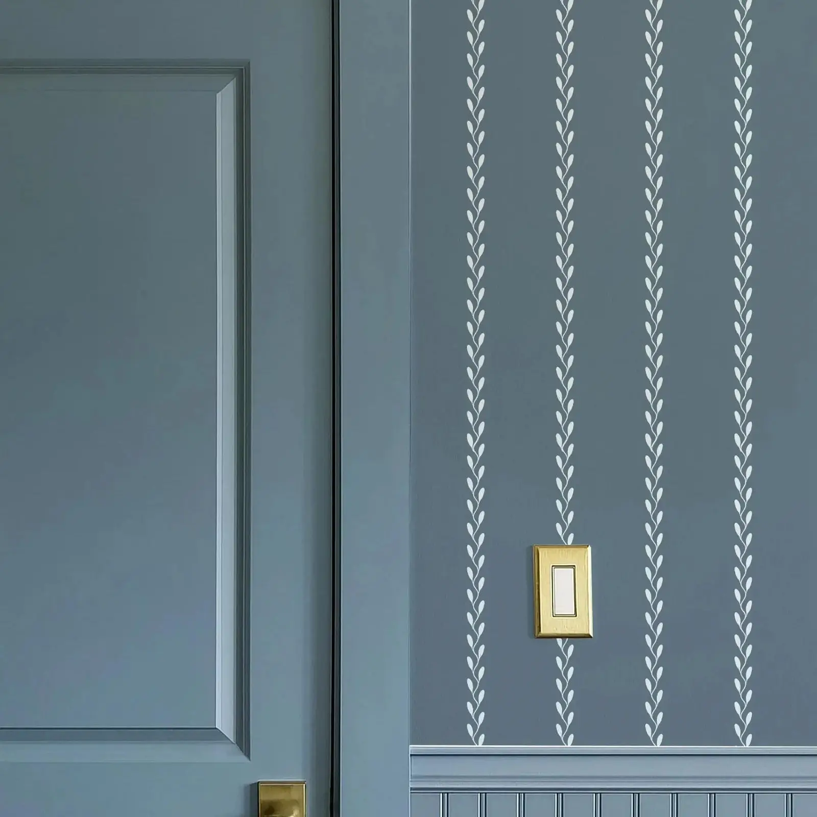 

Leaf Line Peel & Stick Wallpaper, Vintage Botanical Stripe Self-adhesve and Non-pasted Wall Paper For Wall Décor,Customize Color