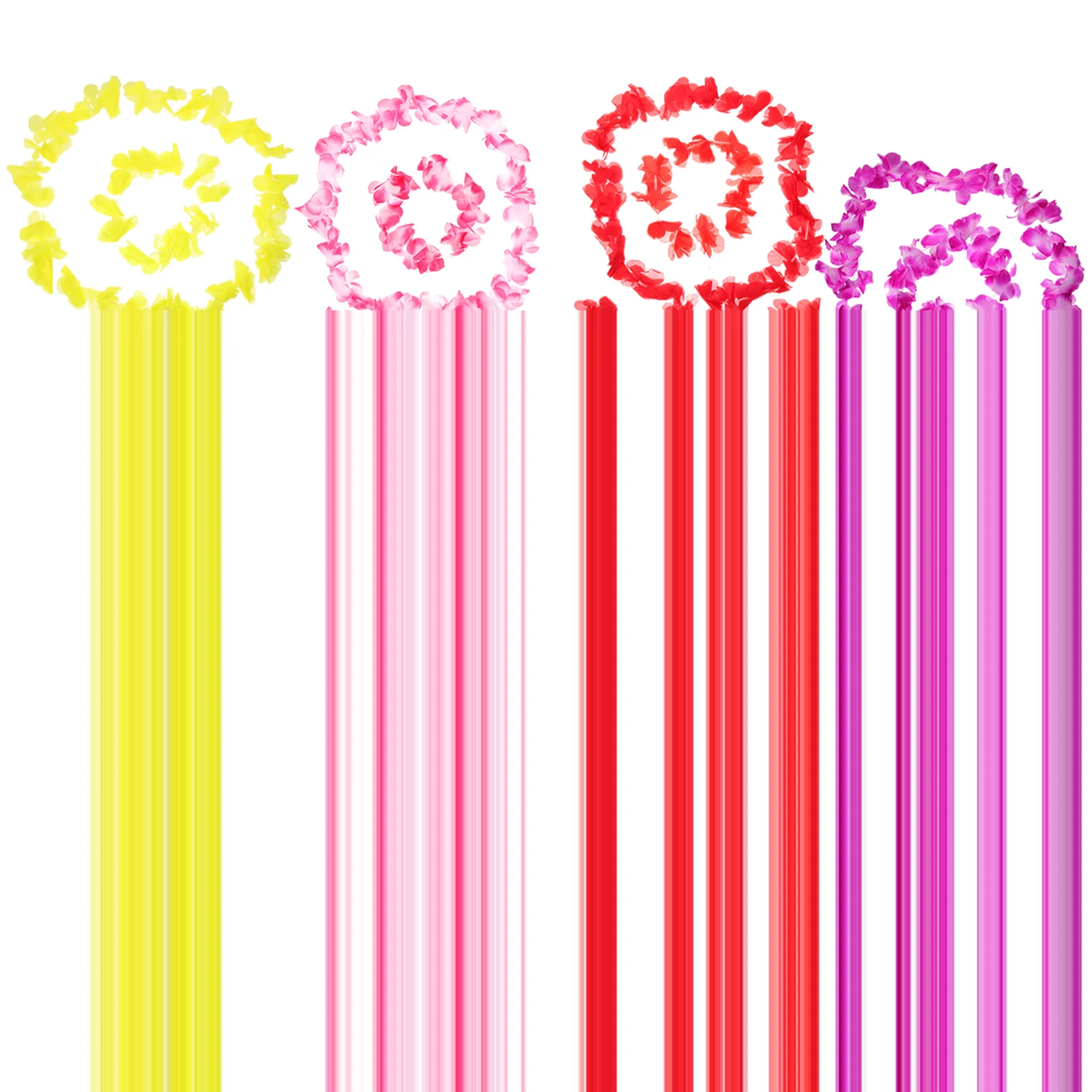 

4pcs Garland Flower Necklace Set Hawaii Artificial Flowers Lightweight Comfortable Wear Romantic Photo Wedding Festival DIY