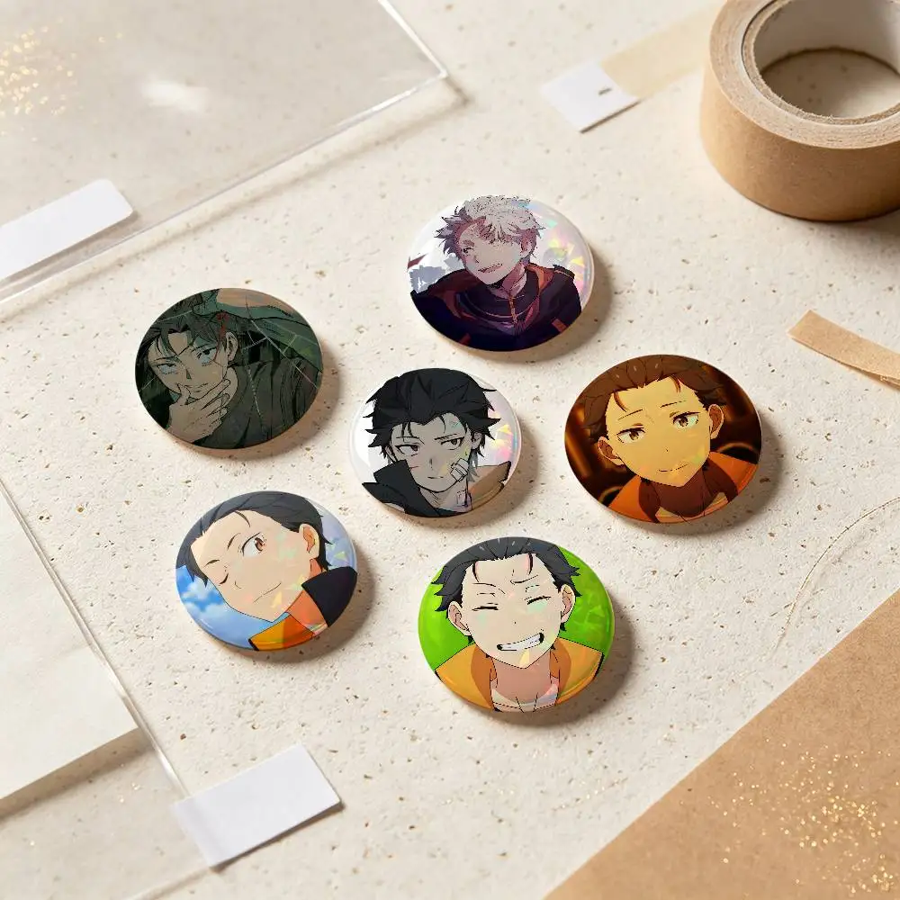 Subaru Natsuki Anime Figure Badges 25 32 44 58 75 Mm Round Cosplay Pin Bag Decor Fans Collect Friends Gifts Brooch Souvenir