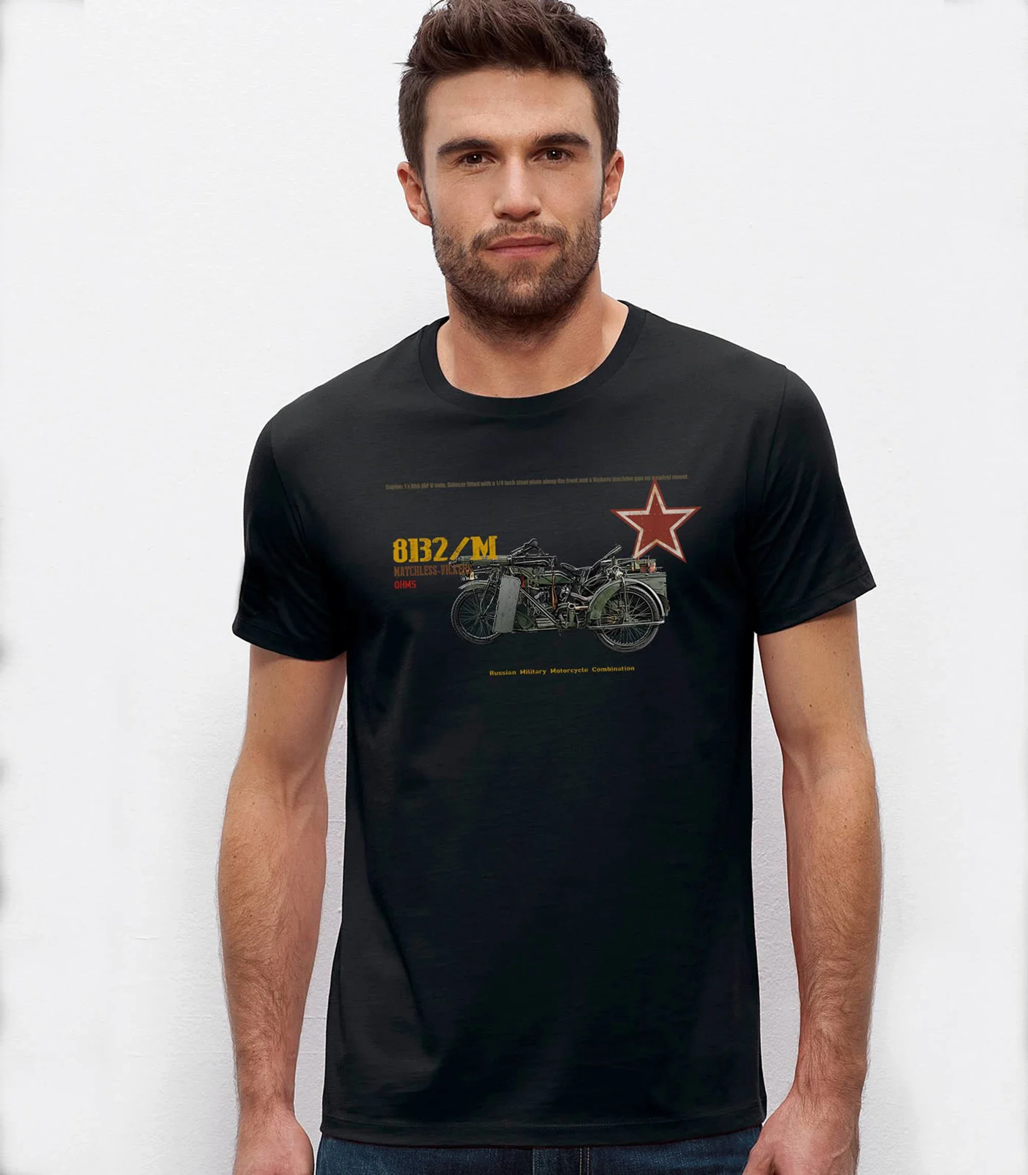 Matchless Vickers 8B2/M Soviet Russian Military Motorcycle T-Shirt 100% Cotton O-Neck Short Sleeve Summer Casual Mens T-shirt