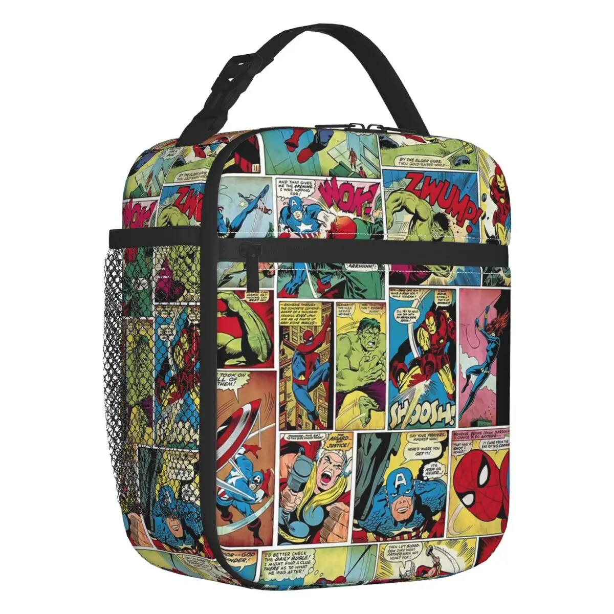 Custom Character Insulated Lunch Bags for Women Spider Man Superheros Resuable Thermal Cooler Bento Box School