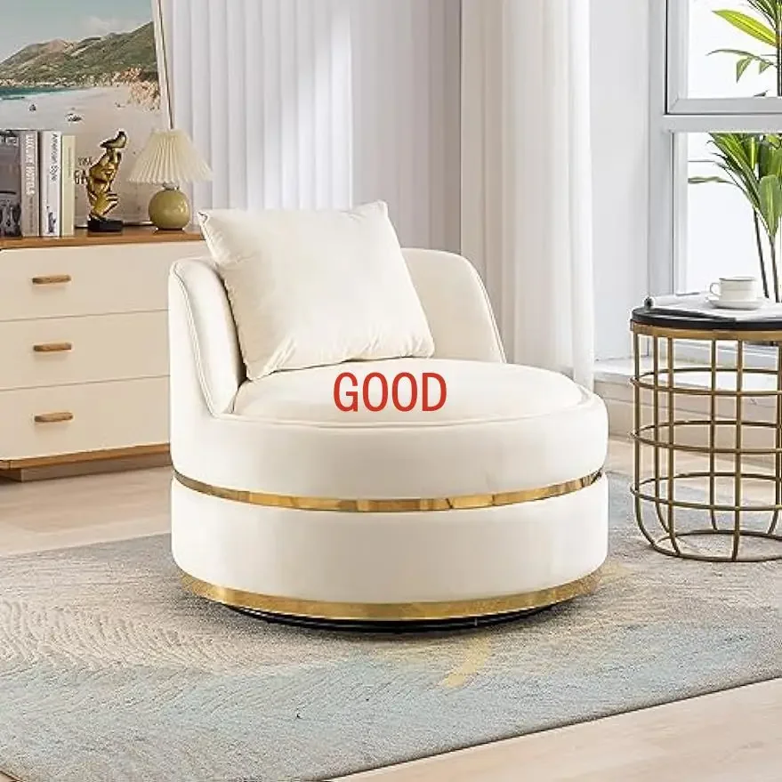 

Accent Barrel Chair with Seat Cushion&Pillow Modern Comfy Velvet Upholstery 360 Recliner Sofa Club Chaise Leisure Round Lounge