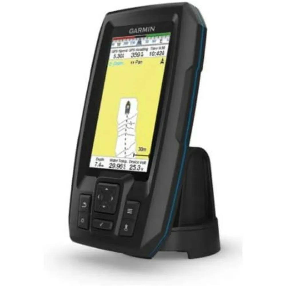 جهاز Garmin Striker Plus 4 Fish Finder مع محول طاقة مزدوج الشعاع