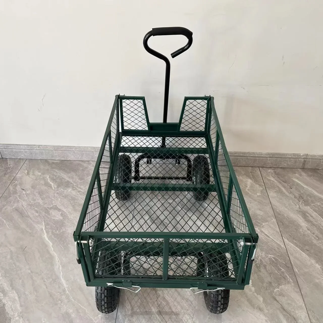 Large Garden Trolley Wagon Cart Wheels Folding Sides Barrow Gardening Truck