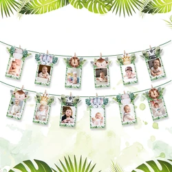 Jungle Safari Birthday Bunting Banner Woodland Safari Birthday Party Decoration Wild one 1st Jungle Birthday Party Supplies Deco