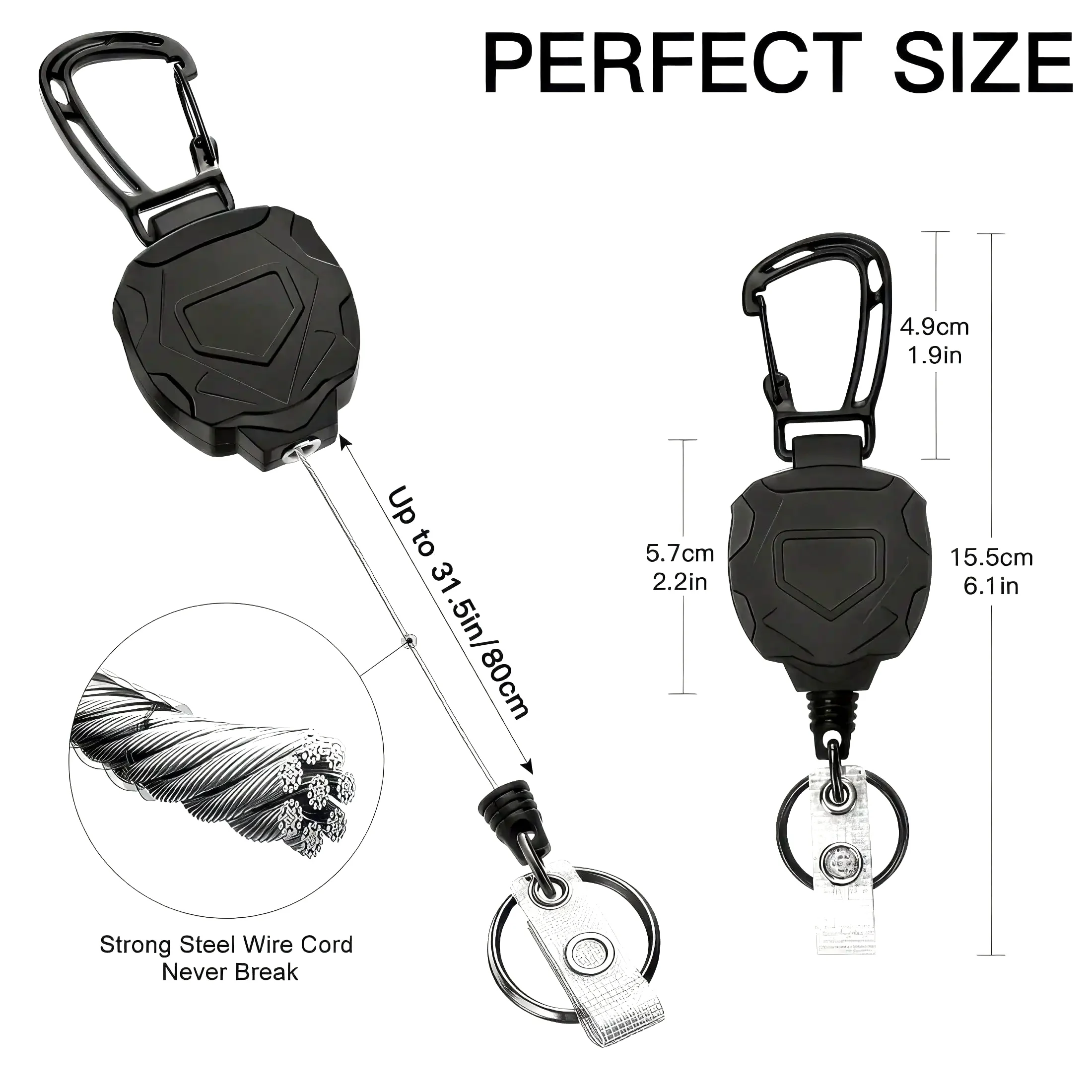 Badge Holder Reel With Carabiner & Anti-Slip Back – Textured Grip Surface, Clear Card Sleeve, Prevents Loss, Ideal For Hospitals, Conferences & Security Personnel